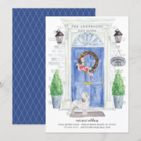 White Poodle Front Door Moving Announcement