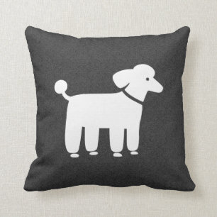 White Poodle Graphic Throw Pillow
