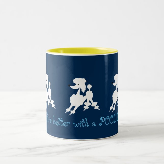 White Poodle Lovers Two-Tone Coffee Mug (Center)
