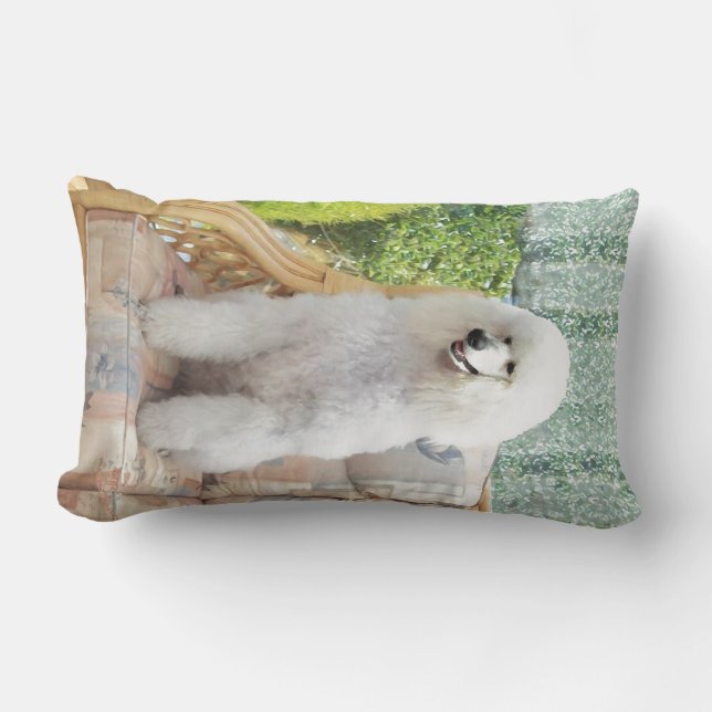 White Poodle Lumbar Pillow (Front)