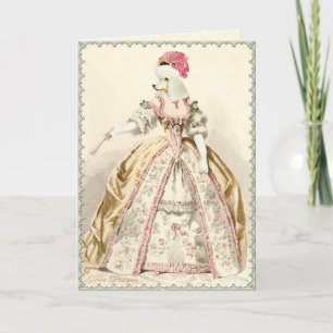 White Poodle Marie Antoinette French Fashion Card