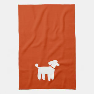 White Poodle on Customizable Colour Kitchen Towel