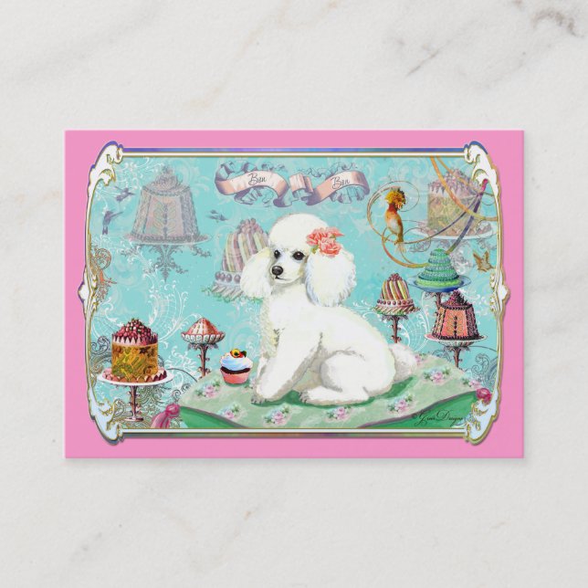 White Poodle Party Treats and Cupcake Business Card (Front)