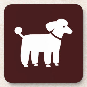 White Poodle with Custom Colour Background Coaster