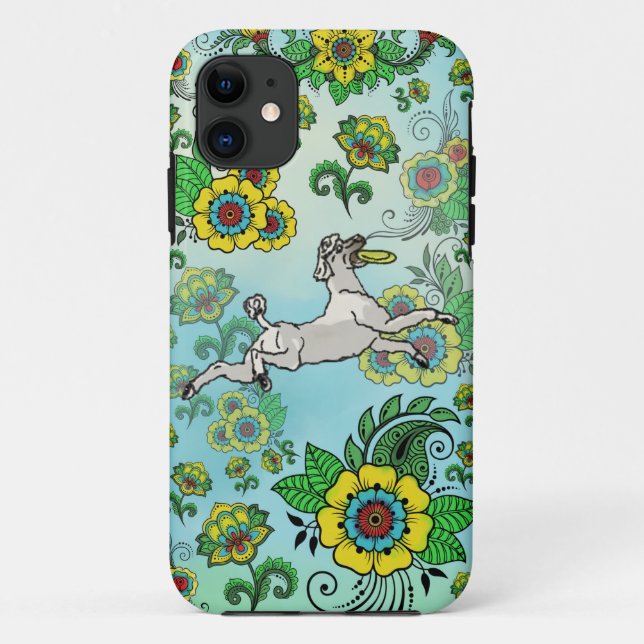 White Poodle with Frisbee Case-Mate iPhone Case (Back)