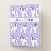 White Poodles Lavender Custom Pocket Folder Sets