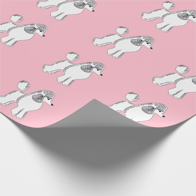 White Poodles Pattern Blush Pink Wrapping Paper (Corner)