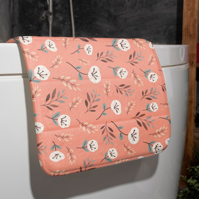 White Poppies Bath Mat in Red (Creator Uploaded)