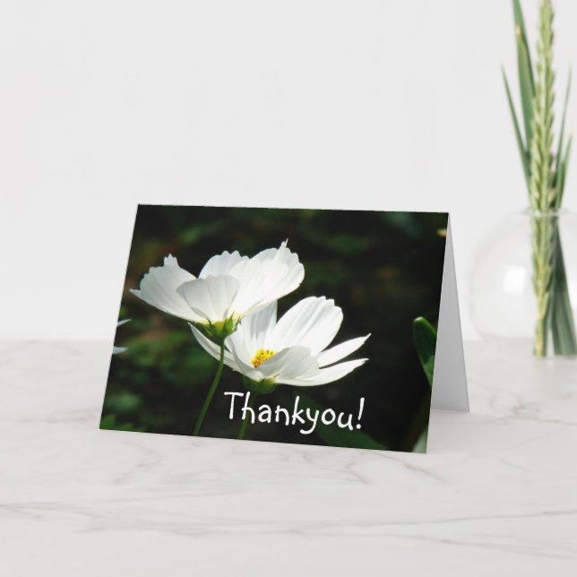 White Poppies Flowers Card (Front)