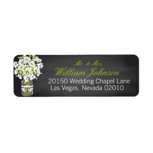 White Poppies Jar Chalkboard Wedding Label
