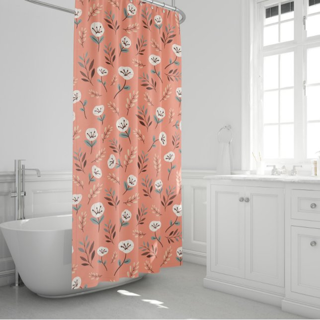 White Poppies on Bold Red Shower Curtain (Creator Uploaded)