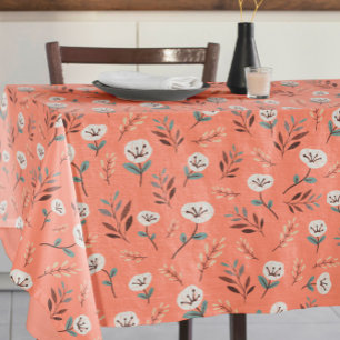 White Poppies on Bold Red Tablecloth