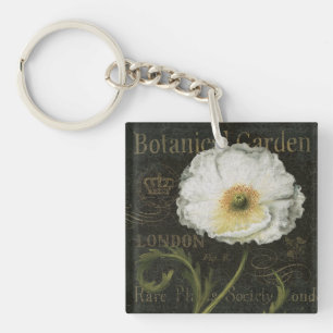 White Poppy Blossom Keychain