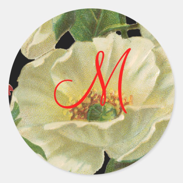 White Poppy Customizable Stickers (Front)