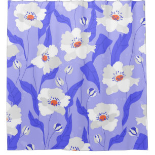 White poppy flowers seamless pattern. Beautiful ha