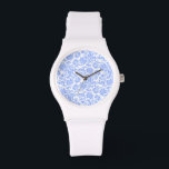 White Powder Blue Floral Damasks Watch<br><div class="desc">Elegant pastel powder blue floral damasks over custom white background. If you need any help customizing any of my designs,  contact ArtOnWear designer. Free text formatting with live help available by request.</div>