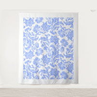 White powder blue vintage floral damask pattern