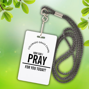 White prayer church volunteers id badge