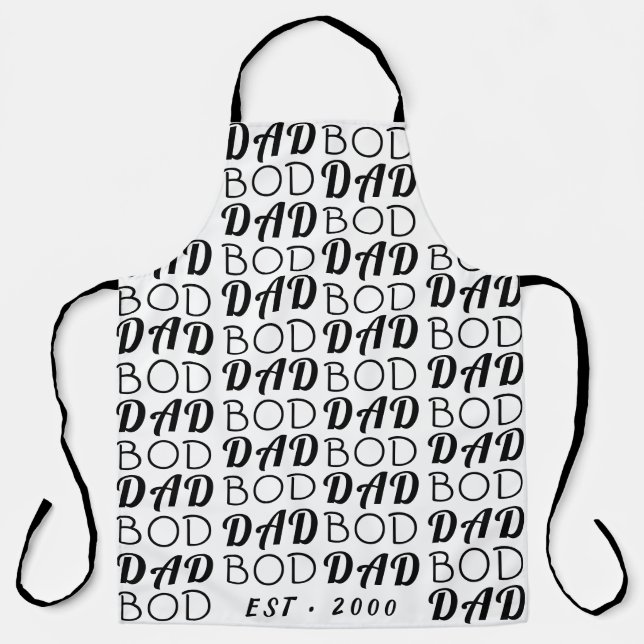 White Premium "DAD BOD"Y father's Day Funky Fun Apron (Front)