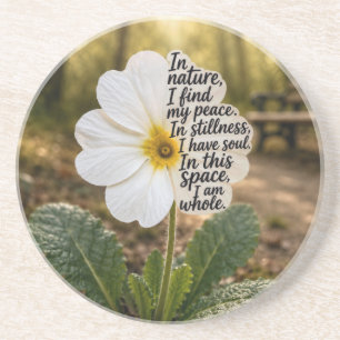 White Primrose with Inspirational Quote  Coaster