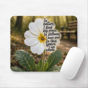White Primrose with Inspirational Quote Mouse Pad