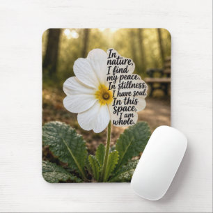 White Primrose with Inspirational Quote Mouse Pad