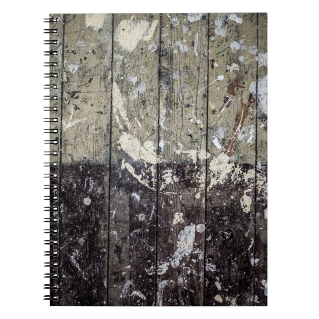 White print on brown wood notebook (Front)