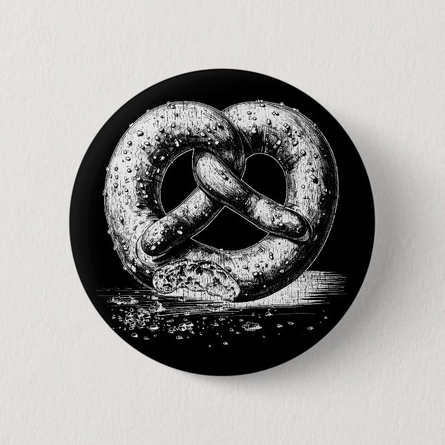White Print Plain Sketchy Pretzel  2 Inch Round Button (Front)