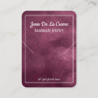 White Print Purple Jewel Tones Jewellery Display Calling Card