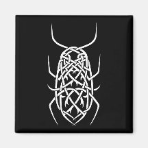 White Print Square Magnet