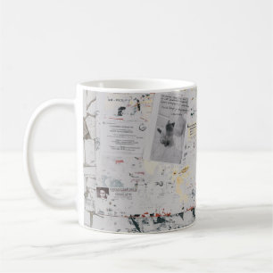 White printer paper on white and grey concrete wal coffee mug