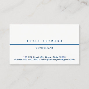 white pro business card with horizontal blue line