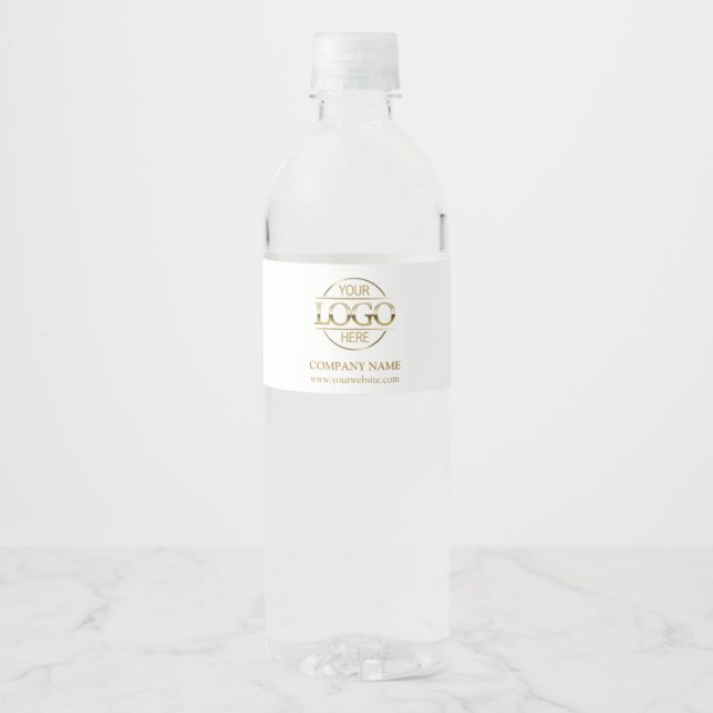 White Professional Branded Company Business Logo Water Bottle Label (Front)