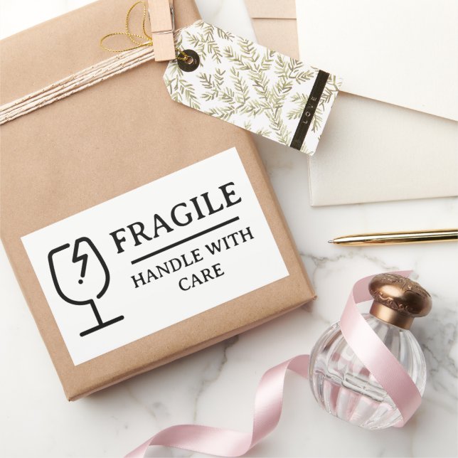 White Professional Fragile Handle With Care Sticker (Gifting)