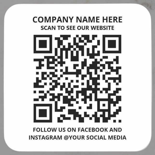 White Promotional QR Code Modern Business Sticker (company scannable qr code social media sticker label)