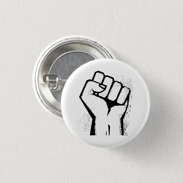 White Protest Fist 1 Inch Round Button (Front & Back)