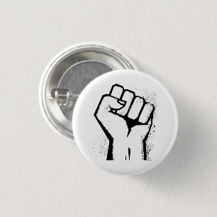 White Protest Fist 1 Inch Round Button