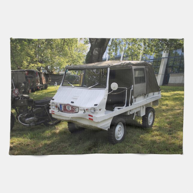 White Puch Haflinger Kitchen Towel (Horizontal)