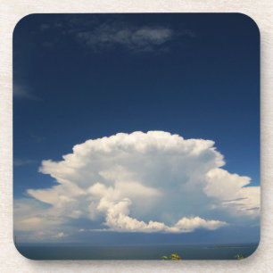 White Puffy Cloud Photo Coaster