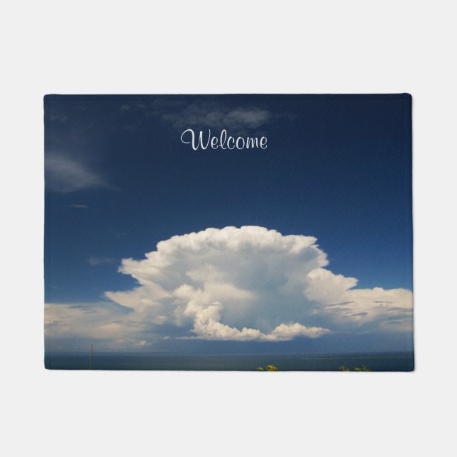 White Puffy Cloud Photo Doormat (Front)