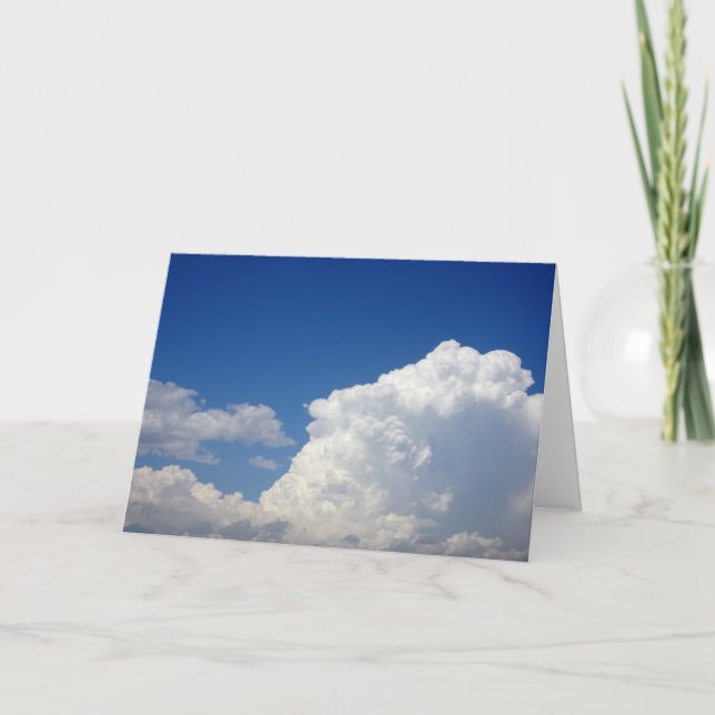 White Puffy Clouds in Blue Sky Background Card (Front)