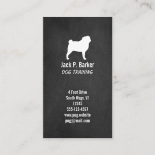 White Pug Silhouette - Chalkboard Style Business Card