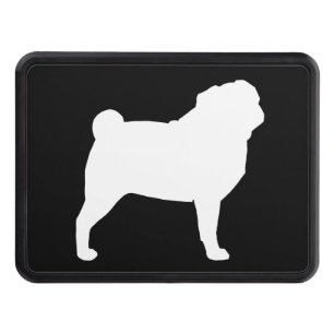 White Pug Silhouette Trailer Hitch Cover