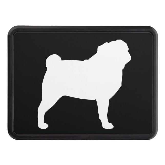 White Pug Silhouette Trailer Hitch Cover (Front)