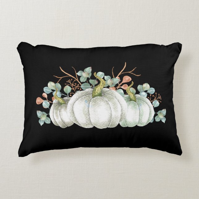 White pumkin halloween accent pillow (Front)