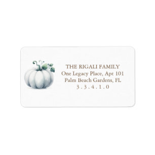 White Pumpkin Address Label – Fall Baby Shower