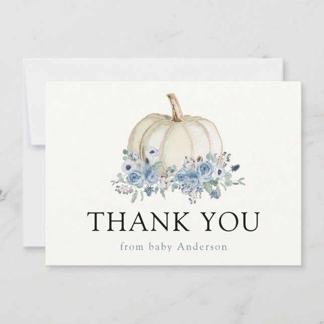 White Pumpkin and Blue Floral Thank You (Front)