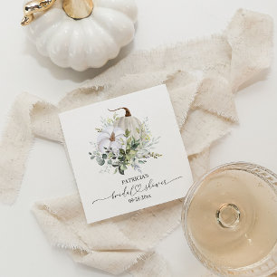 White Pumpkin and Eucalyptus Fall Bridal Shower Napkin