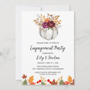 White Pumpkin and Greenery Fall Engagement Party Invitation