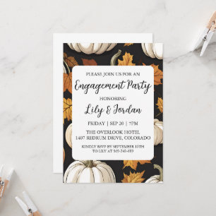 White Pumpkin and Greenery Fall Engagement Party Invitation